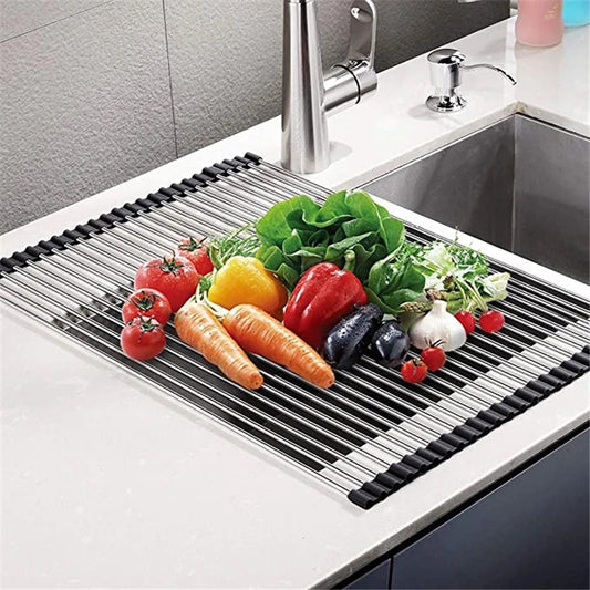 Foldable Dish Drying Rack Drainer Shelf Drain Tray Folding Sink Organizer Storage Home Kitchen Accessories Bathroom Supplies